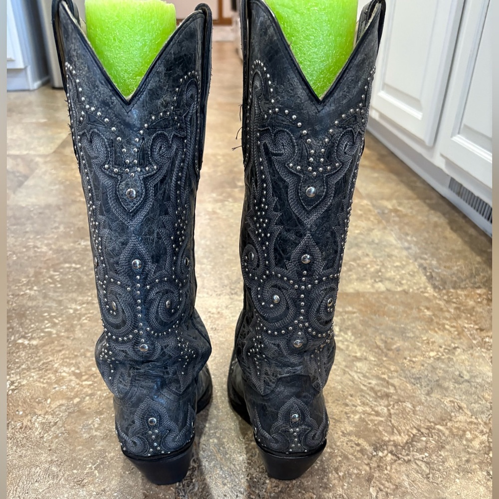 Embellished Gray Western Boots